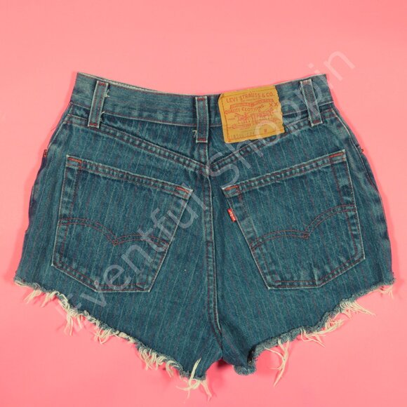 Vintage Levis 505 Shorts Womens 24 Blue 505 Railroad Stripe Denim 1980s - Picture 3 of 8